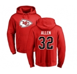 Football Kansas City Chiefs #32 Marcus Allen Red Name & Number Logo Pullover Hoodie
