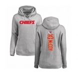 Football Women's Kansas City Chiefs #25 LeSean McCoy Ash Backer Pullover Hoodie