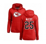 Football Women's Kansas City Chiefs #25 LeSean McCoy Red Name & Number Logo Pullover Hoodie