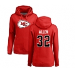 Football Women's Kansas City Chiefs #32 Marcus Allen Red Name & Number Logo Pullover Hoodie