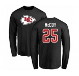 Football Kansas City Chiefs #25 LeSean McCoy Black Name & Number Logo Long Sleeve T-Shirt