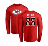 Football Kansas City Chiefs #25 LeSean McCoy Red Name & Number Logo Long Sleeve T-Shirt