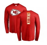 Football Kansas City Chiefs #32 Marcus Allen Red Backer Long Sleeve T-Shirt