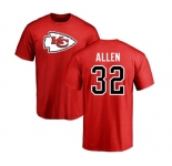 Football Kansas City Chiefs #32 Marcus Allen Red Name & Number Logo T-Shirt