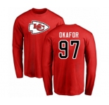 Football Kansas City Chiefs #97 Alex Okafor Red Name & Number Logo Long Sleeve T-Shirt