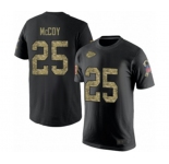 Football Men's Kansas City Chiefs #25 LeSean McCoy Black Camo Salute to Service T-Shirt