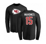 NFL Nike Kansas City Chiefs #15 Patrick Mahomes Black Name & Number Logo Long Sleeve T-Shirt