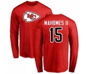 NFL Nike Kansas City Chiefs #15 Patrick Mahomes II Red Name & Number Logo Long Sleeve T-Shirt