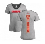 Football Women's Kansas City Chiefs #20 Morris Claiborne Ash Backer V-Neck T-Shirt