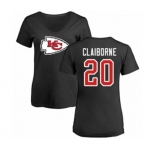 Football Women's Kansas City Chiefs #20 Morris Claiborne Black Name & Number Logo Slim Fit T-Shirt