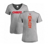 Football Women's Kansas City Chiefs #25 LeSean McCoy Ash Backer V-Neck T-Shirt