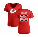 Football Women's Kansas City Chiefs #25 LeSean McCoy Red Name & Number Logo Slim Fit T-Shirt