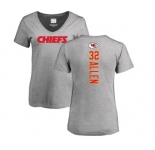 Football Women's Kansas City Chiefs #32 Marcus Allen Ash Backer V-Neck T-Shirt