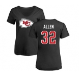 Football Women's Kansas City Chiefs #32 Marcus Allen Black Name & Number Logo Slim Fit T-Shirt