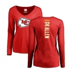 Football Women's Kansas City Chiefs #32 Marcus Allen Red Backer Slim Fit Long Sleeve T-Shirt