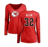 Football Women's Kansas City Chiefs #32 Marcus Allen Red Name & Number Logo Slim Fit Long Sleeve T-Shirt