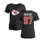 Football Women's Kansas City Chiefs #97 Alex Okafor Black Name & Number Logo Slim Fit T-Shirt
