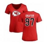 Football Women's Kansas City Chiefs #97 Alex Okafor Red Name & Number Logo Slim Fit T-Shirt