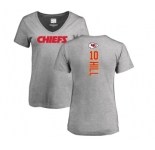 NFL Women's Nike Kansas City Chiefs #10 Tyreek Hill Ash Backer V-Neck T-Shirt