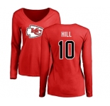 NFL Women's Nike Kansas City Chiefs #10 Tyreek Hill Red Name & Number Logo Slim Fit Long Sleeve T-Shirt