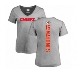 NFL Women's Nike Kansas City Chiefs #15 Patrick Mahomes Ash Backer V-Neck T-Shirt