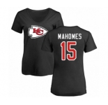 NFL Women's Nike Kansas City Chiefs #15 Patrick Mahomes Black Name & Number Logo Slim Fit T-Shirt