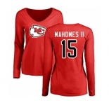 NFL Women's Nike Kansas City Chiefs #15 Patrick Mahomes II Red Name & Number Logo Slim Fit Long Sleeve T-Shirt