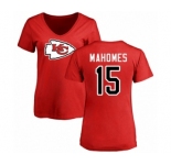 NFL Women's Nike Kansas City Chiefs #15 Patrick Mahomes Red Name & Number Logo Slim Fit T-Shirt