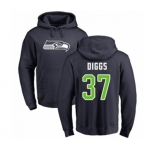 Football Seattle Seahawks #37 Quandre Diggs Navy Blue Name & Number Logo Pullover Hoodie