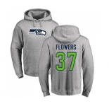 Football Seattle Seahawks #37 Tre Flowers Ash Name & Number Logo Pullover Hoodie