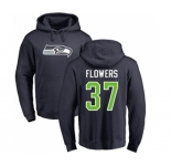 Football Seattle Seahawks #37 Tre Flowers Navy Blue Name & Number Logo Pullover Hoodie