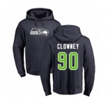 Football Seattle Seahawks #90 Jadeveon Clowney Navy Blue Name & Number Logo Pullover Hoodie
