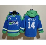 Men's Seattle Seahawks #14 DK Metcalf Ageless Must-Have Lace-Up Pullover Hoodie