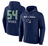 Men's Seattle Seahawks #54 Bobby Wagner Navy Team Wordmark Player Name & Number Pullover Hoodie