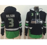 Nike Seahawks #3 Russell Wilson Navy Blue Green Name & Number Pullover NFL Hoodie