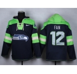 Nike Seattle Seahawks #12 Fan Platinum blue- green jerseys[pullover hooded sweatshirt]