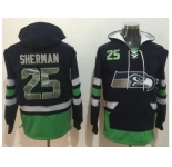 Nike Seattle Seahawks #25 Richard Sherman Navy Blue Green Name & Number Pullover NFL Hoodie