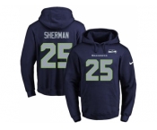 Nike Seattle Seahawks #25 Richard Sherman Navy Blue Name & Number Pullover NFL Hoodie