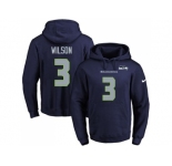 Nike Seattle Seahawks #3 Russell Wilson Navy Blue Name & Number Pullover NFL Hoodie
