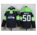 Nike Seattle Seahawks #50 K.J. Wright Steel Blue Player Pullover Hoodie