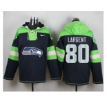 Nike Seattle Seahawks #80 Steve Largent Steel Blue Player Pullover Hoodie