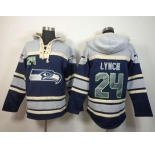 nike nfl jerseys seattle seahawks #24 marshawn lynch grey-blue[pullover hooded sweatshirt]