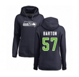 Football Women's Seattle Seahawks #57 Cody Barton Navy Blue Name & Number Logo Pullover Hoodie