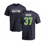 Football Seattle Seahawks #37 Quandre Diggs Navy Blue Name & Number Logo T-Shirt