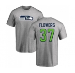 Football Seattle Seahawks #37 Tre Flowers Ash Name & Number Logo T-Shirt