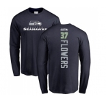 Football Seattle Seahawks #37 Tre Flowers Navy Blue Backer Long Sleeve T-Shirt