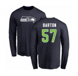 Football Seattle Seahawks #57 Cody Barton Navy Blue Name & Number Logo Long Sleeve T-Shirt
