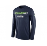 Men's Seattle Seahawks Nike Navy Legend Staff Practice Long Sleeves Performance T-Shirt