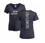 Football Women's Seattle Seahawks #37 Tre Flowers Navy Blue Backer T-Shirt
