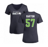 Football Women's Seattle Seahawks #57 Cody Barton Navy Blue Name & Number Logo T-Shirt